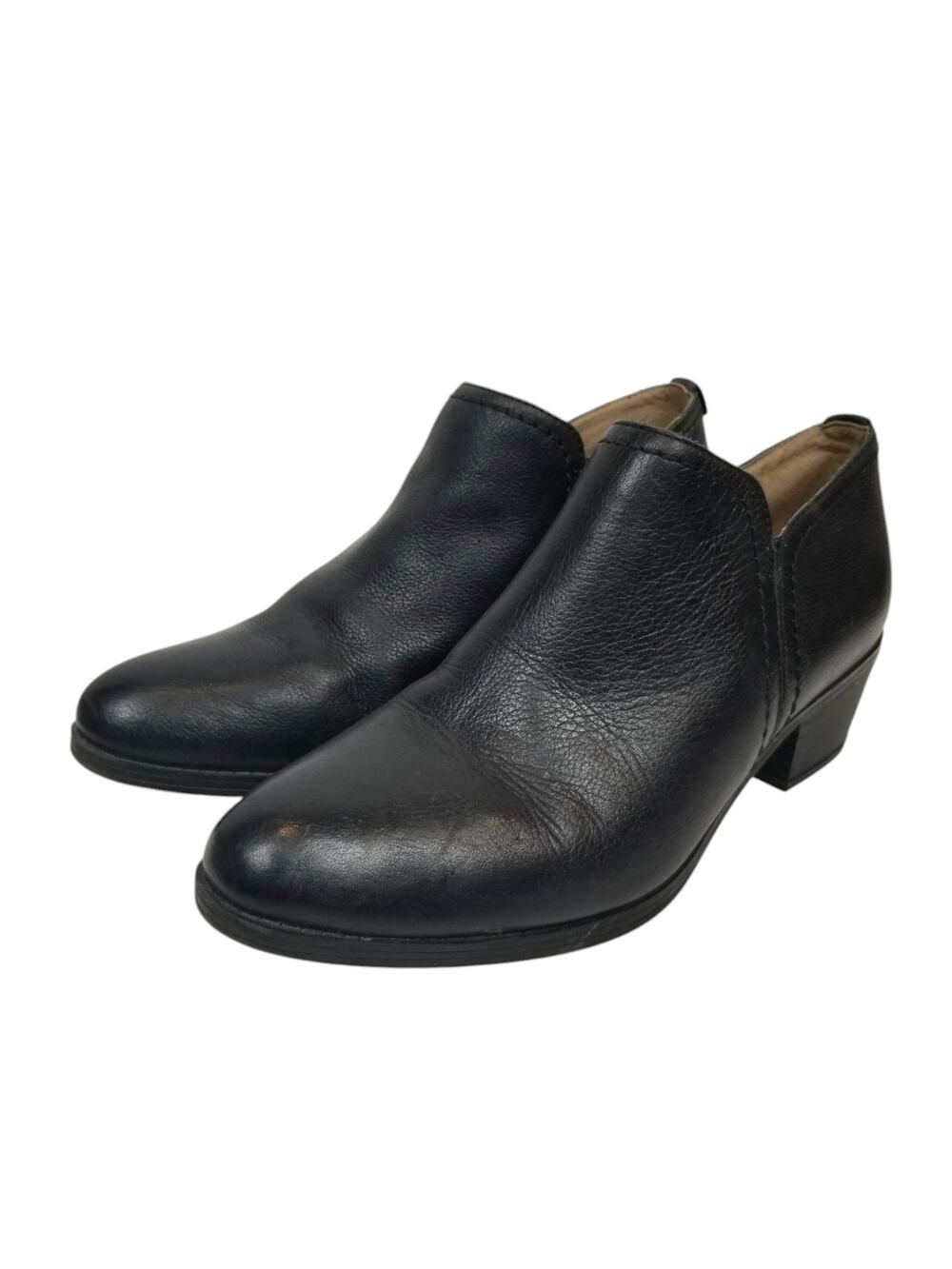Naturalizer Zarie Women's Black Leather Block Heel Ankle Boots Size 8